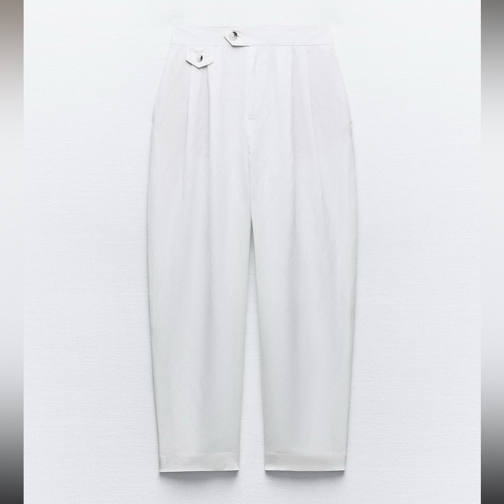 ZARA Linen Blend Pleated Pants - Picture 3 of 6